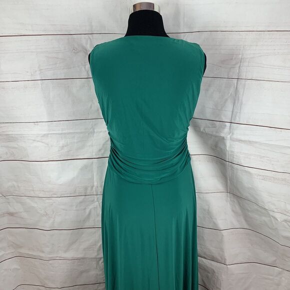 Kasper Dress Gown Long Draped Maxi Green Party 8 Stretch Wedding Romantic Greek - Picture 7 of 16